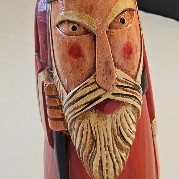 Vintage Old Carved Wood Painted Folk Art Tales Elf Santa Claus Denmark Germany - Picture 2 of 16